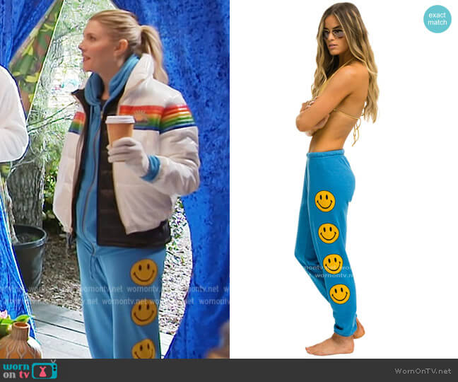 Aviator Nation Smiley 2 Sweatpants worn by Amanda Kloots on The Talk