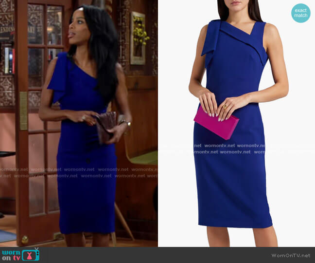Badgley Mischka Bow-embellished crepe dress worn by Imani Benedict (Leigh-Ann Rose) on The Young and the Restless