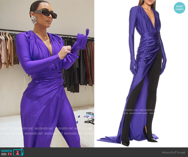 Balenciaga Draped Jersey Gown worn by Kim Kardashian (Kim Kardashian) on The Kardashians