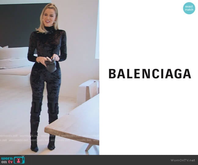 Balenciaga Velour Catsuit worn by Khloe Kardashian (Khloe Kardashian) on The Kardashians