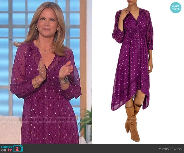 Ba&sh Cyana Balloon-Sleeve Midi Dress worn by Natalie Morales on The Talk