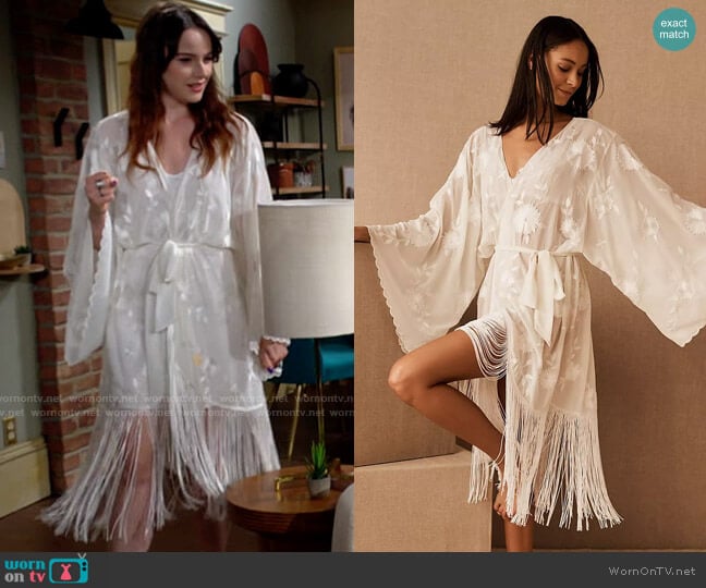 BHLDN Lilah Fringe Robe worn by Tessa Porter (Cait Fairbanks) on The Young and the Restless