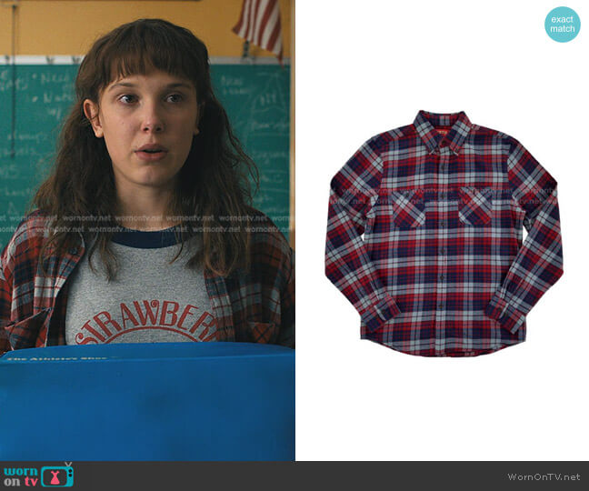Big Mac Plaid Flannel Button-Down Shirt worn by Eleven (Millie Bobby Brown) on Stranger Things
