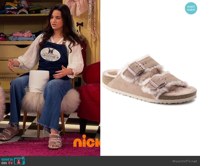 Birkenstock Arizona Shearling Sandals worn by Lex (Jules LeBlanc) on Side Hustle