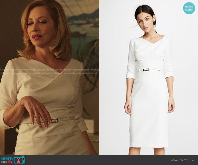 Black Halo 3/4 Sleeve Jackie O Dress worn by Laura Van Kirk (Sharon Lawrence) on Dynasty