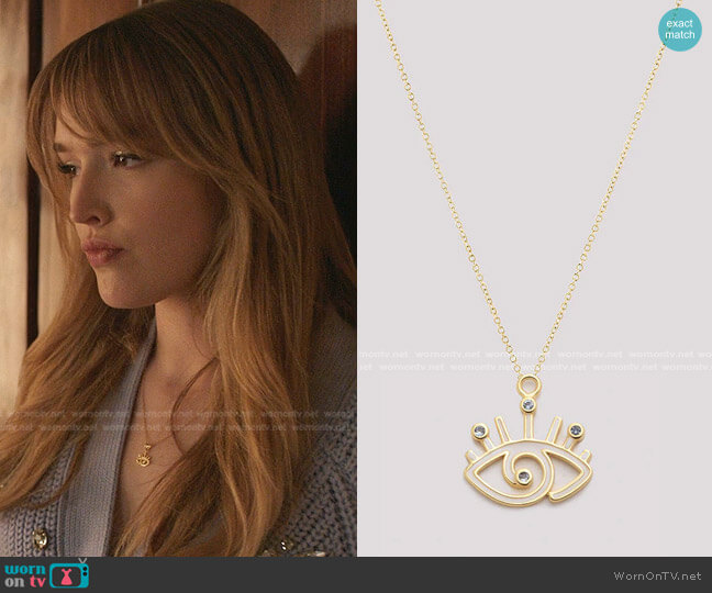 Bonheur Isis Evil Eye Charm Necklace worn by Kirby Anders (Maddison Brown) on Dynasty