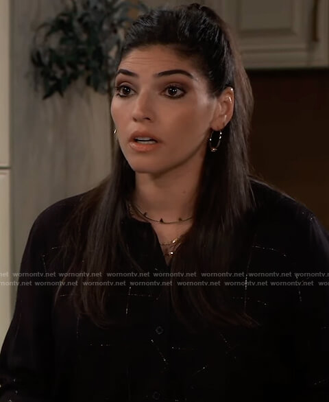 Brook Lynn’s black metallic check blouse on General Hospital