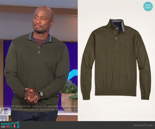 Brooks Brothers Merino Half-Zip Sweater worn by Akbar Gbajabiamila on The Talk