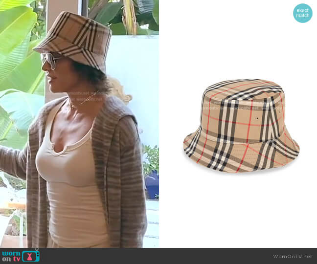 Burberry Heavy Check Bucket Hat worn by Lisa Rinna on The Real Housewives of Beverly Hills
