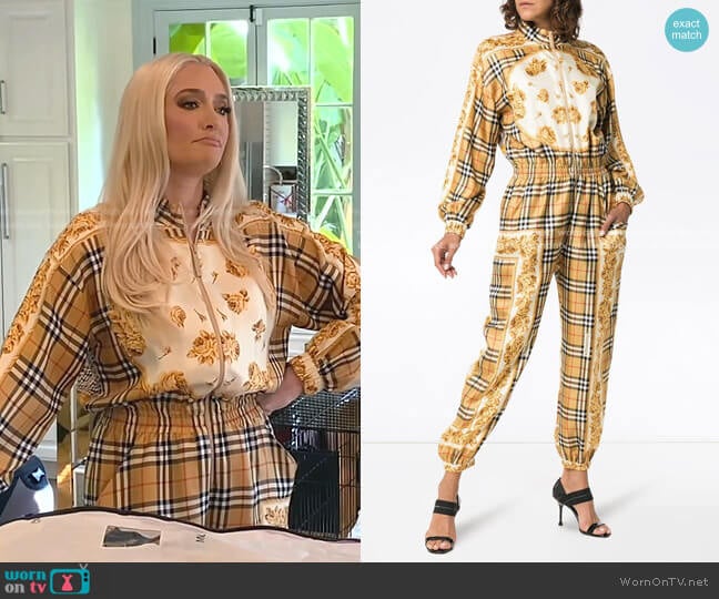 Burberry Yellow Check Jumpsuit worn by Erika Jayne on The Real Housewives of Beverly Hills