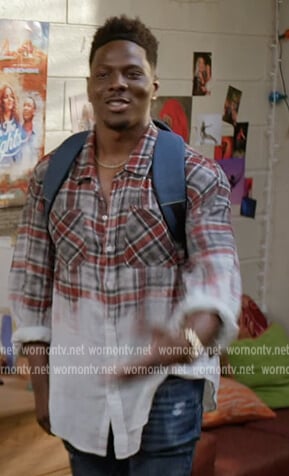 Cam’s plaid dip dye shirt on All American Homecoming