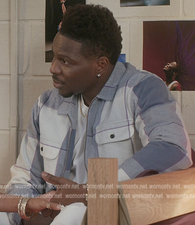 Cam’s denim check jacket on All American Homecoming