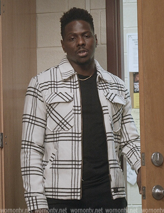 Cam’s white plaid jacket on All American Homecoming