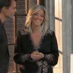 Carly’s black embroidered trim maxi dress on General Hospital