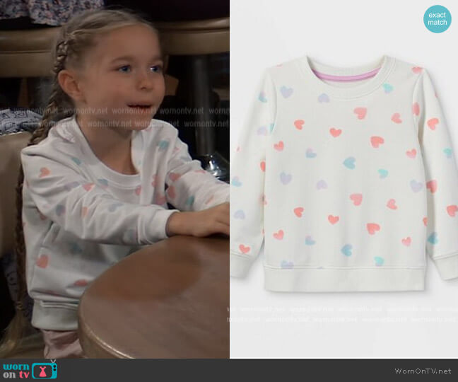 Cat & Jack French Terry Pullover Sweatshirt worn by Violet Finn (Jophielle Love) on General Hospital