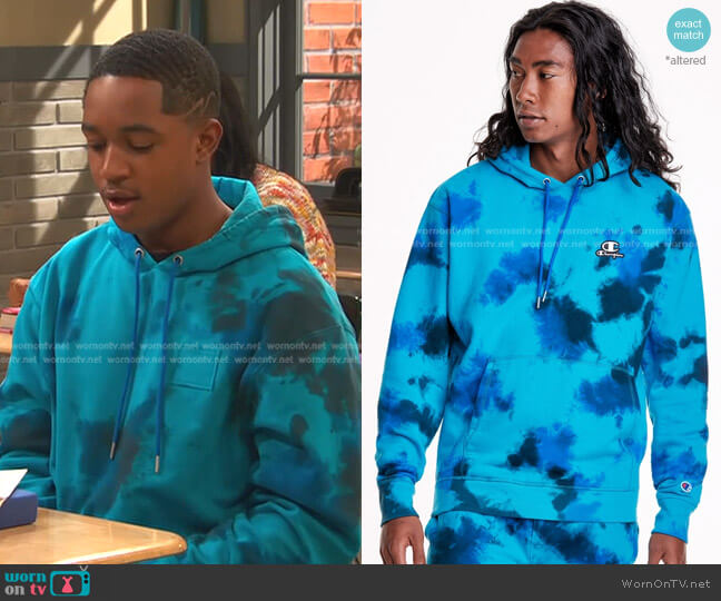 Champion Astro Dye Hoodie worn by Booker Baxter (Issac Ryan Brown) on Ravens Home