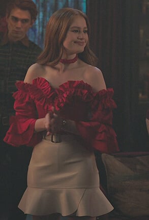 Cheryl’s white leather mini skirt on Riverdale