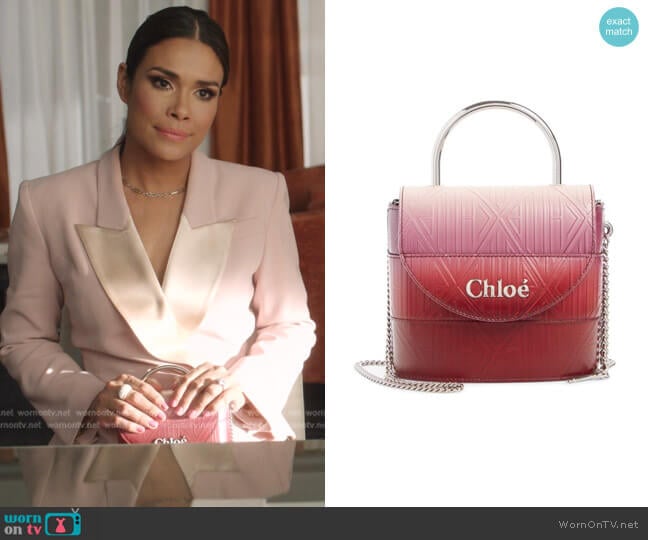 Chloe Aby Lock Monogram Embossed Leather Crossbody Bag worn by Cristal Jennings (Daniella Alonso) on Dynasty
