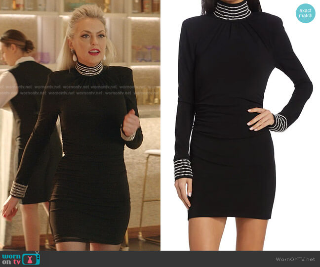 Cinq a Sept Izzy Embellished Turtleneck Dress worn by Alexis Carrington (Elaine Hendrix) on Dynasty