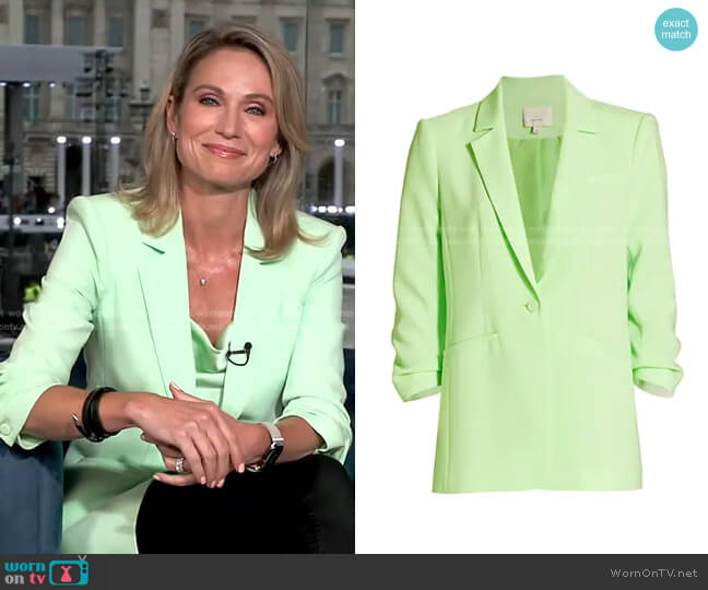 Cinq a Sept Khloe Crepe Ruched Blazer worn by Amy Robach on Good Morning America