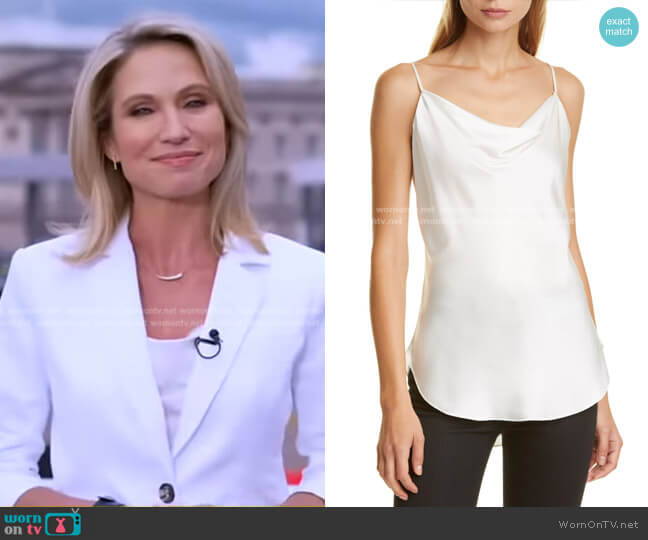 Cinq a Sept Marta Silk Satin Camisole worn by Amy Robach on Good Morning America