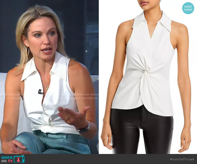 Cinq a Sept Mckenna Twisted Top worn by Amy Robach on Good Morning America