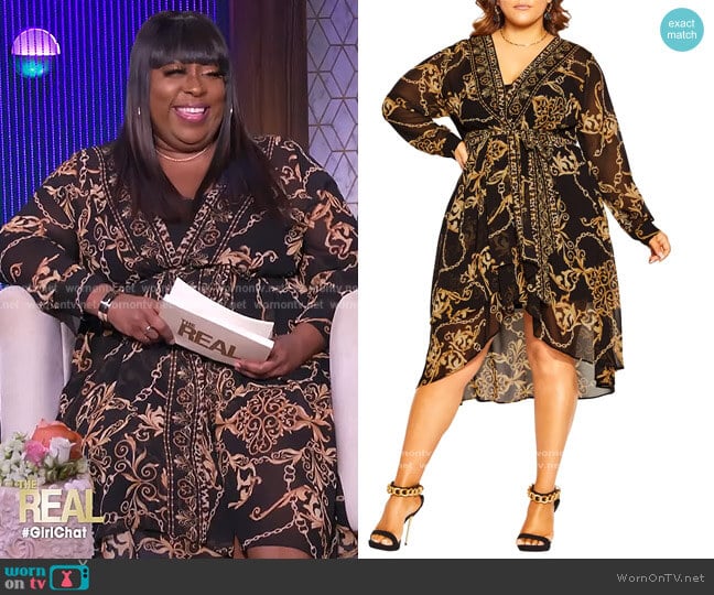 Luxe Flutter Long Sleeve Dress by City Chic Luxe Flutter Long Sleeve Dress worn by Loni Love on The Real