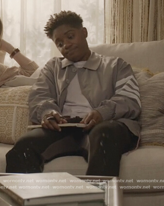 Coop’s gray stripe sleeve jacket on All American