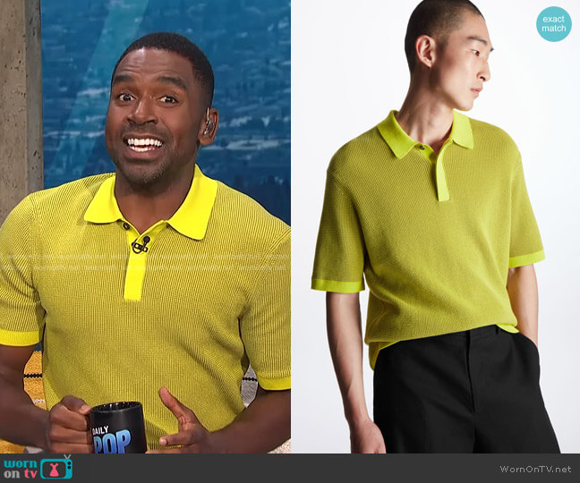 Cos Regular Fit Knitted Polo Shirt worn by Justin Sylvester on E! News