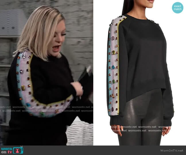 Cynthia Rowley Jewels Crewneck Sweatshirt worn by Maxie Jones (Kirsten Storms) on General Hospital