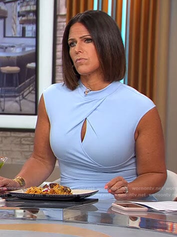 Dana Jacobson’s light blue keyhole dress on CBS Mornings