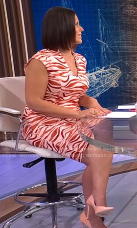 Dana Jacobson’s orange wavy stripe dress on CBS Mornings