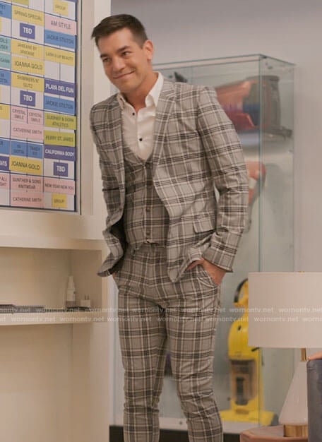 Darcy’s grey plaid suit on I Love That For You