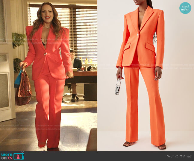 Devid Koma Crystal-Embellished Wool Cady Blazer worn by Fallon Carrington (Elizabeth Gillies) on Dynasty