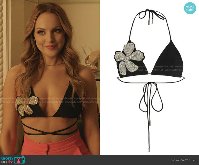 David Koma Embellished Lace-Up Cady Bra Top worn by Fallon Carrington (Elizabeth Gillies) on Dynasty