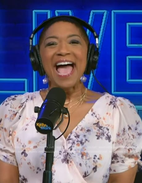 Deja Vu’s pink floral wrap dress on Live with Kelly and Ryan