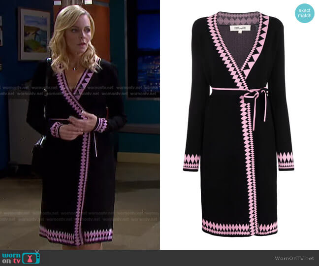 DVF Diane von Furstenberg Hillaria Jacquard Knit Dress worn by Belle Brady (Martha Madison) on Days of our Lives