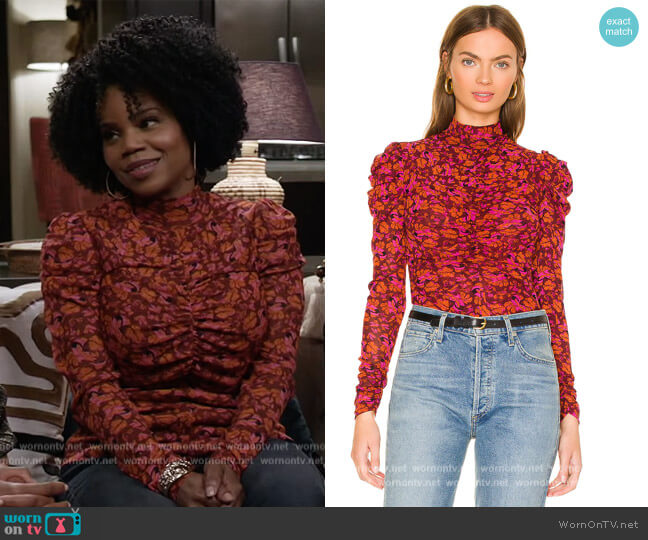 Diane von Furstenberg Kim Top worn by Amara Patterson (Kelly Jenrette) on All American Homecoming
