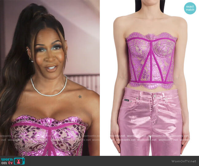 Dolce & Gabbana Laminated Lace Bustier worn by Sheree Whitefield on The Real Housewives of Atlanta