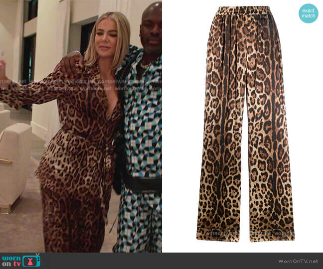 Dolce & Gabbana Leopard-print straight trousers worn by Kourtney Kardashian (Kourtney Kardashian) on The Kardashians