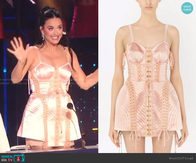 WornOnTV: Katy's pink lace-up corset mini dress on American Idol