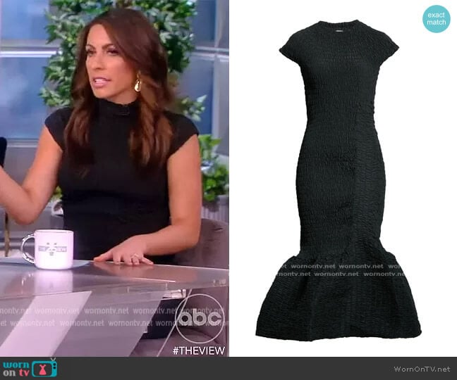 Dries van Noten Dory Smocked Asymmetric Taffeta Midi Dress worn by Alyssa Farah Griffin on The View