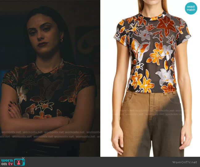 Eckhaus Latta Burnout Velvet T-Shirt worn by Veronica Lodge (Camila Mendes) on Riverdale