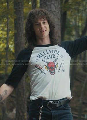 Eddie Munson’s Hellfire Club tee on Stranger Things