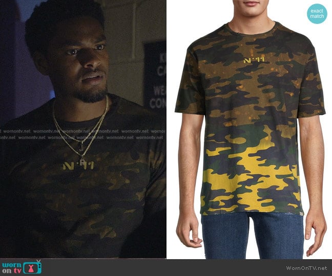 Eleven Paris Camo T-Shirt worn by JR (Sylvester Powell) on All American Homecoming