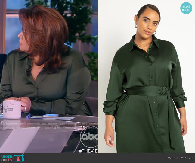 Eloquii Satin Button Down Maxi Shirtdress worn by Ana Navarro on The View