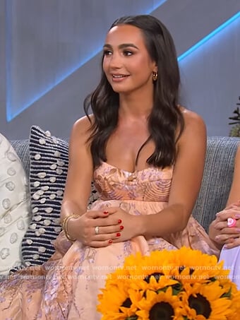 Emily Bear’s floral print strapless dress on The Kelly Clarkson Show
