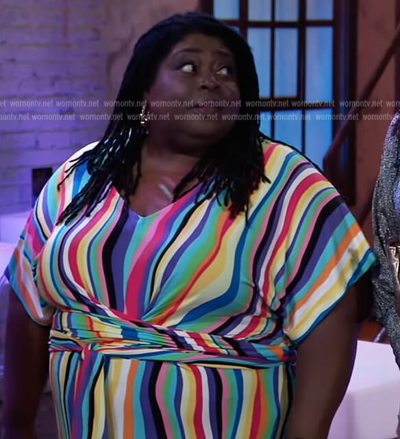 Epiphany’s rainbow swirl dress on General Hospital