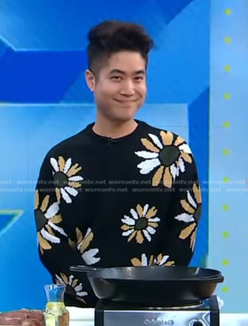 Eric Kim’s black floral sweater on Good Morning America
