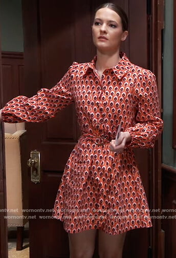 Esme’s orange printed mini dress on General Hospital